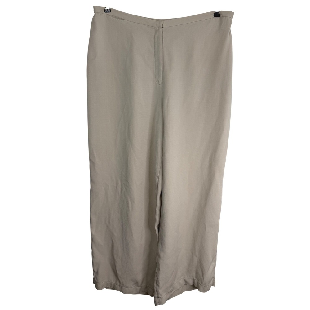 Eileen Fisher XL 100% Silk Pants Ivory Cream Wide Leg Trousers Quiet Luxury